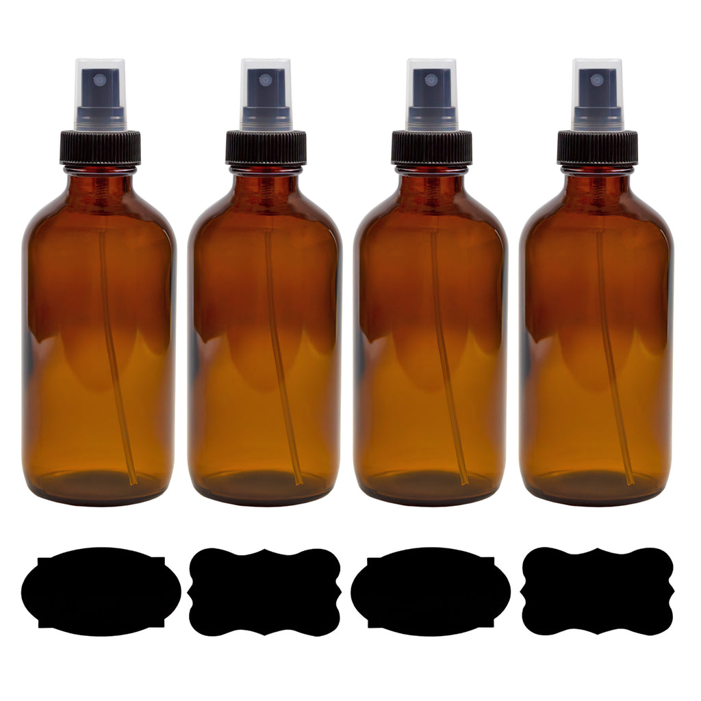 8oz Amber Glass Fine Mist Spray Bottles (4-Pack) - sh1578cb0tbs