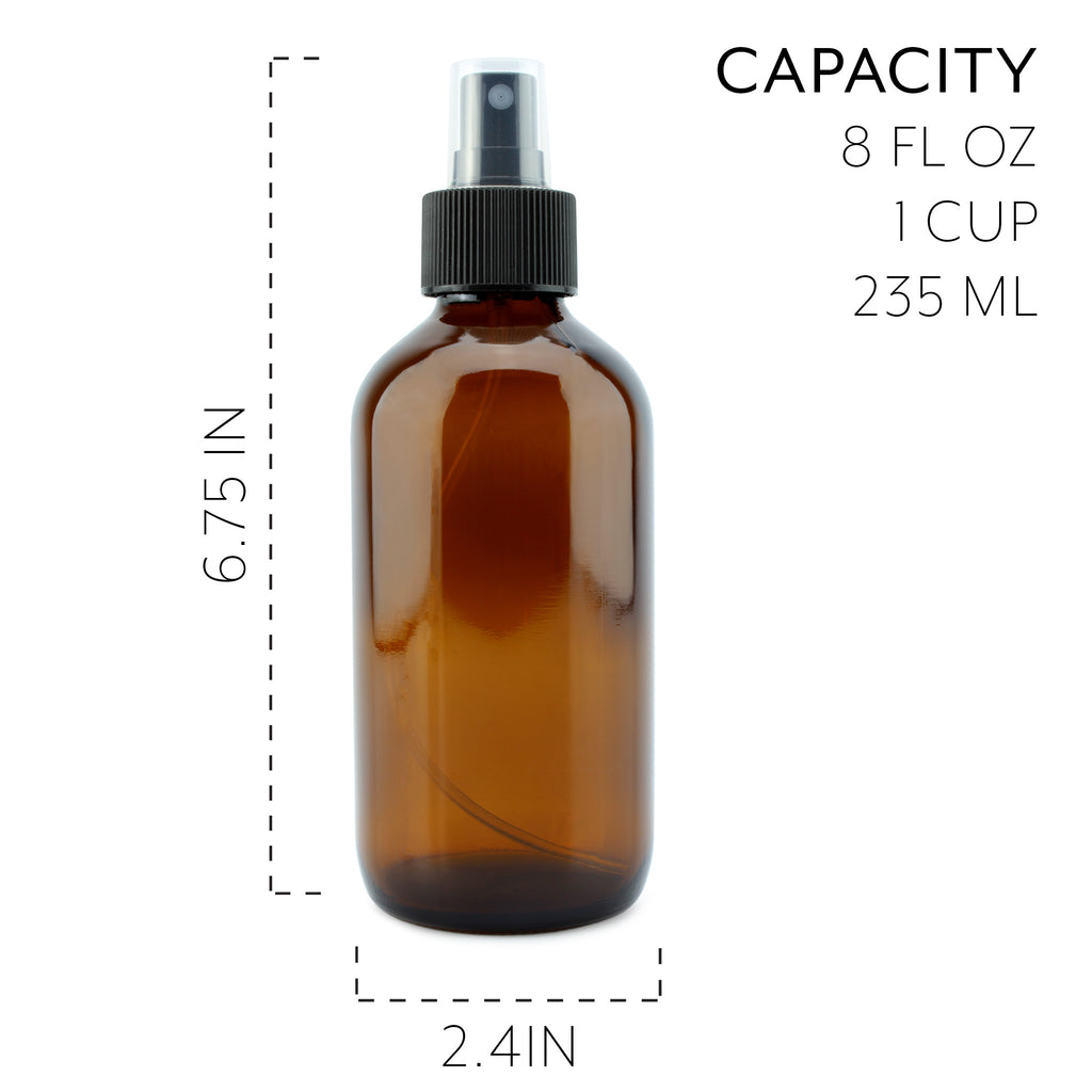 8oz Amber Glass Fine Mist Spray Bottles (Case of 64) - 16X_SH_1578_CASE