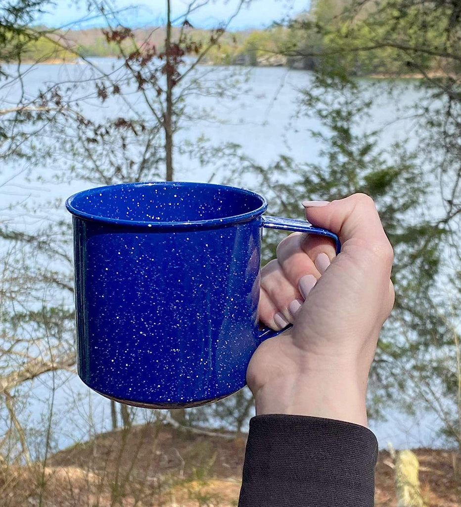 Enamel Camping Coffee Mugs (Set of 4, 16oz, Blue) - sh1590dar0Bmug