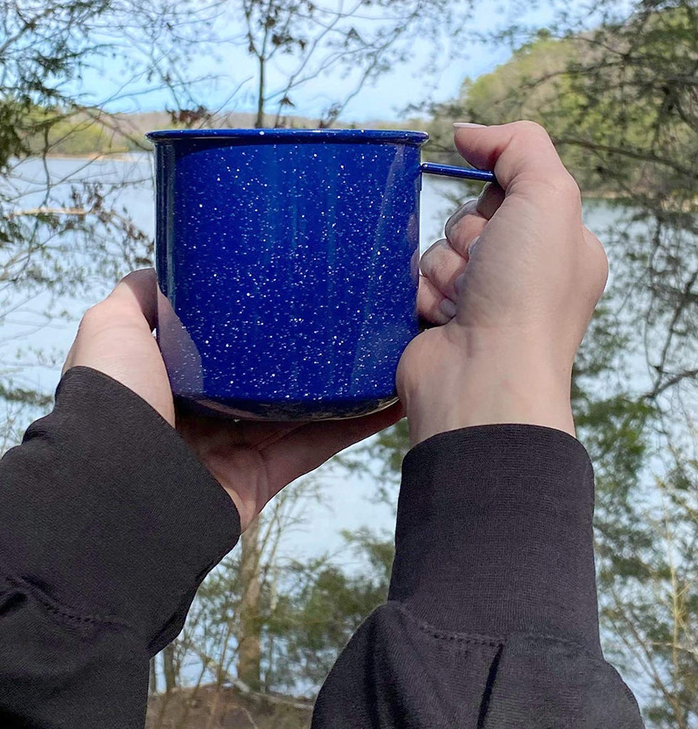 Enamel Camping Coffee Mugs (Set of 4, 16oz, Blue) - sh1590dar0Bmug