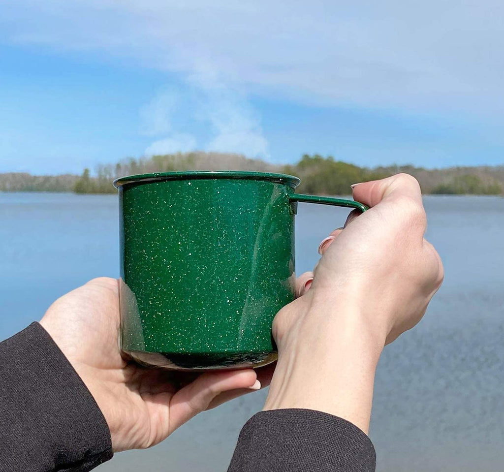 Enamel Camping Coffee Mugs (Green, Case of 64) - SH_1591_CASE