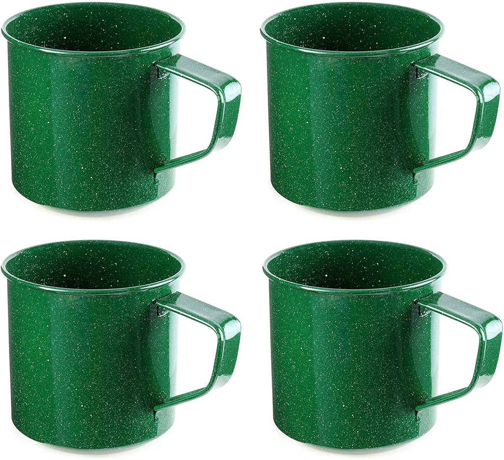 Enamel Camping Coffee Mugs (Set of 4, 16oz, Green) - sh1591dar0Gmug