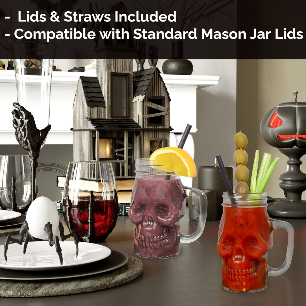 Skull Mason Jar Mugs (Set of 4) - sh1600dar0Skull