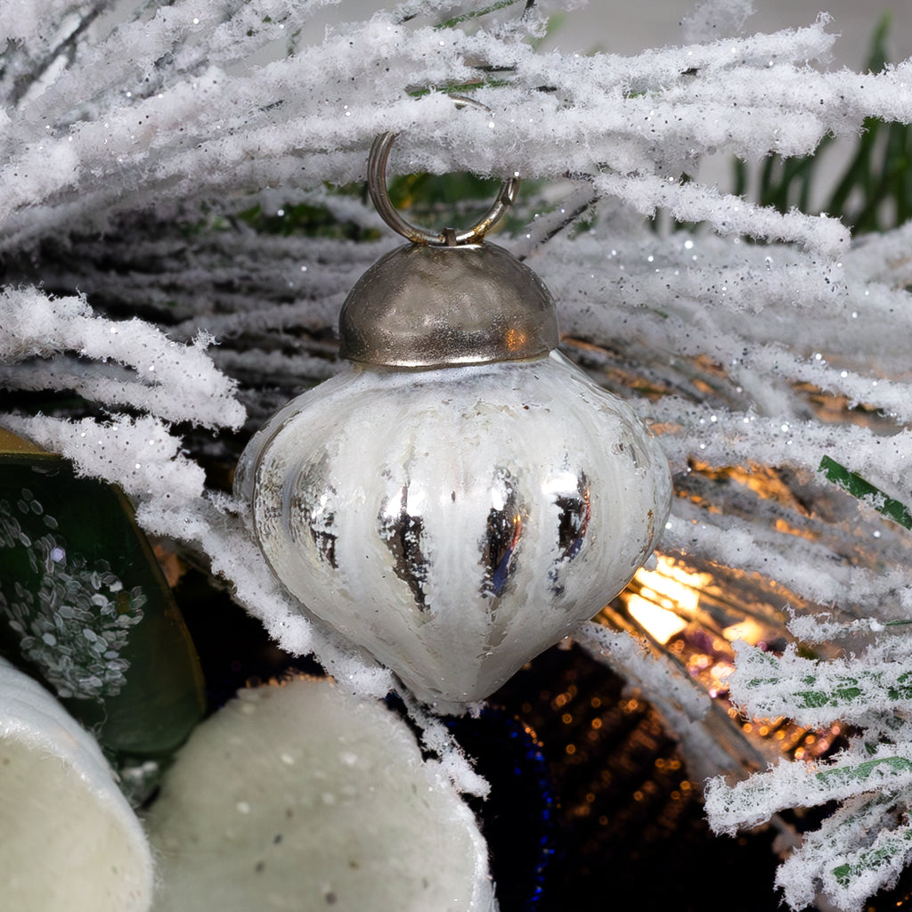 Small Glass Finial Ornaments (Set of 12, Silver White) - sh1574ah1White