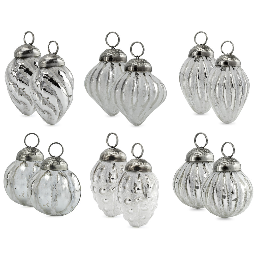 Small Glass Finial Ornaments (Silver White, Case of 16 Sets) - 16X_SH_1574_CASE