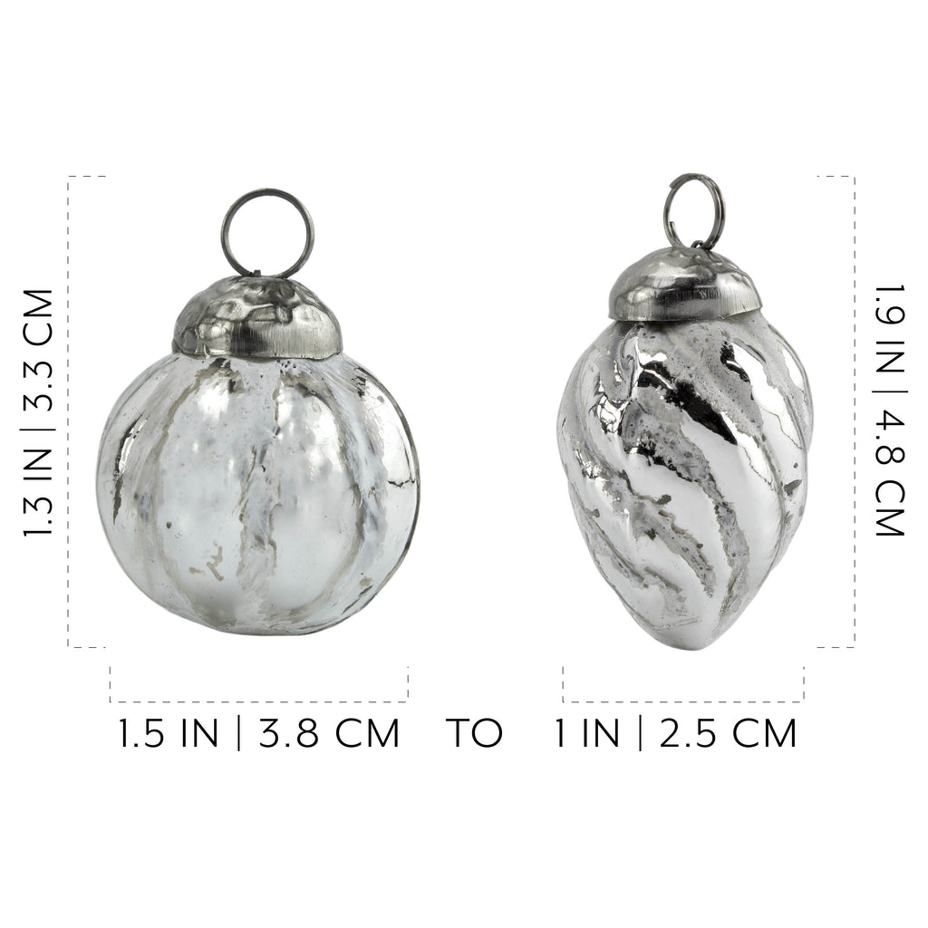 Small Glass Finial Ornaments (Set of 12, Silver White) - sh1574ah1White