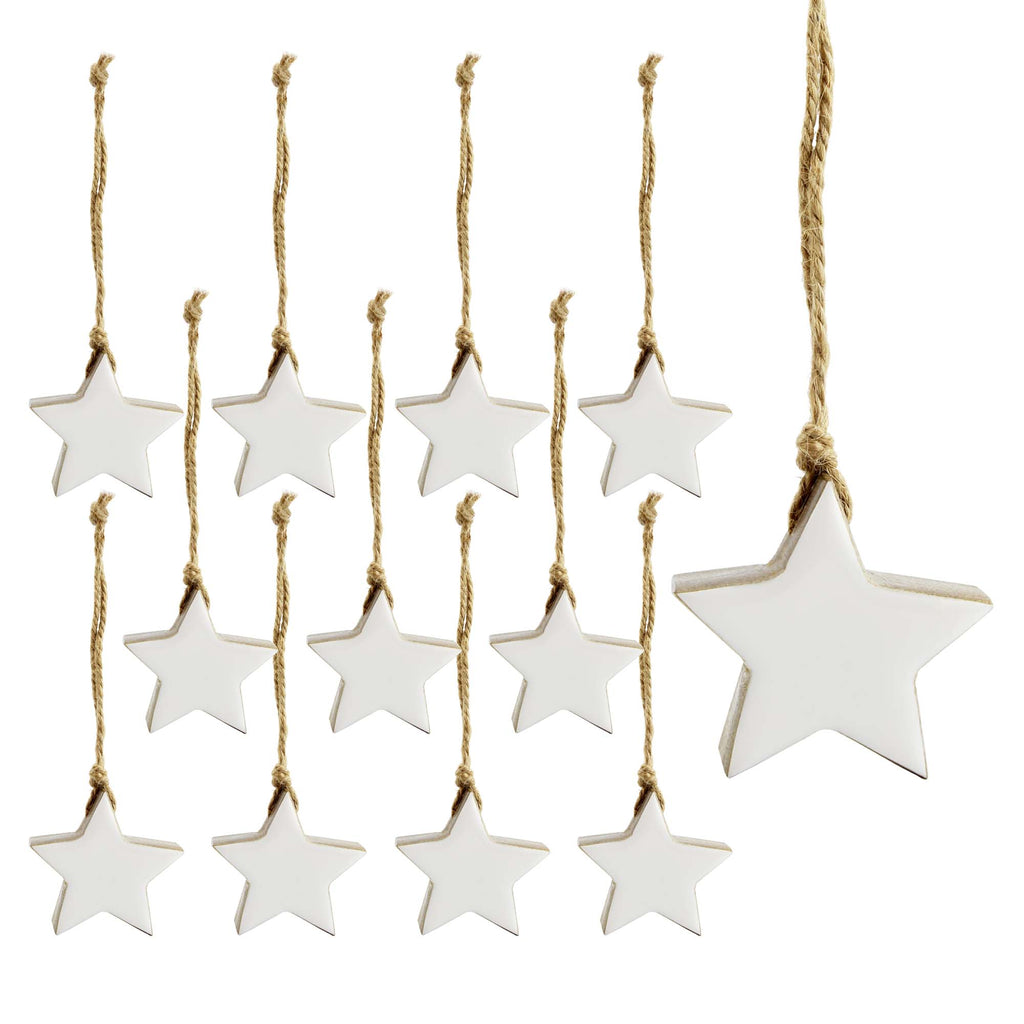 Farmhouse Christmas Star Ornaments (12-Pack, White) - sh1565ah1White