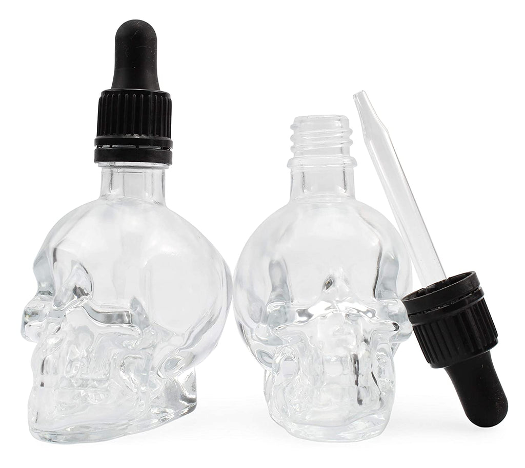 Skull Glass Dropper Bottles (Case of 120) - 60X_SH_1625_CASE