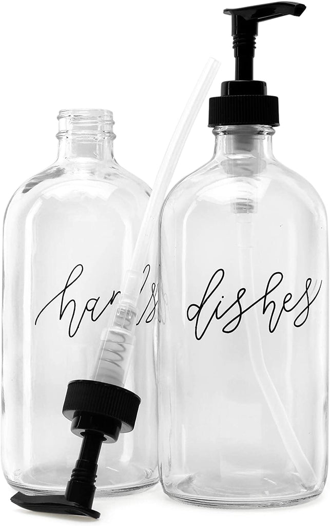 Glass Pump Soap Dispenser Bottles (Case of 24 Sets) - 24X_SH_1624_CASE