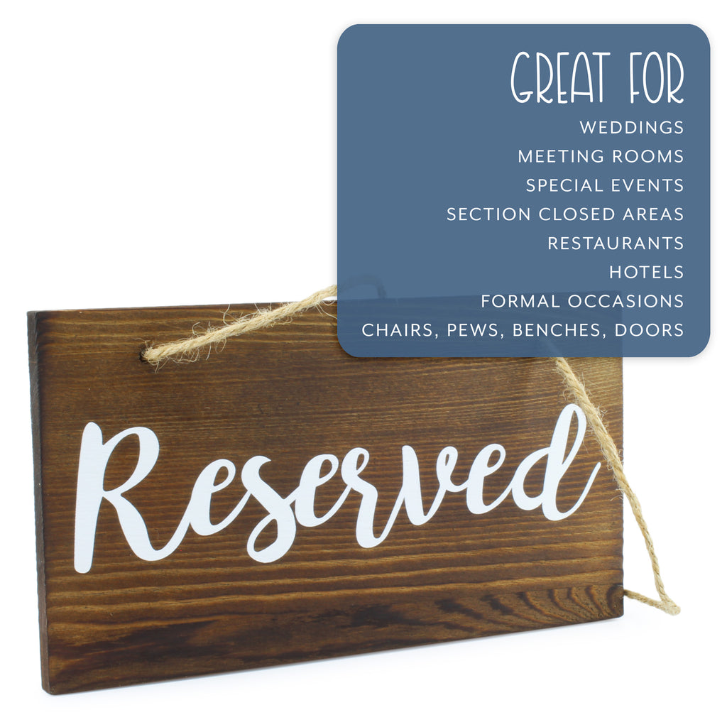 Hanging Wooden Reserved Signs (Brown, Case of 90) - SH_1612_CASE