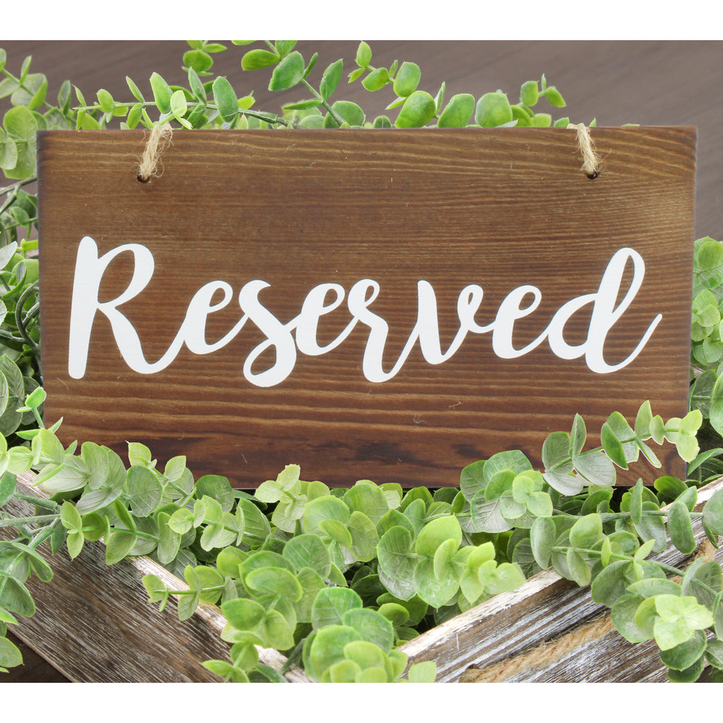 Hanging Wooden Reserved Signs (Brown, Case of 90) - SH_1612_CASE