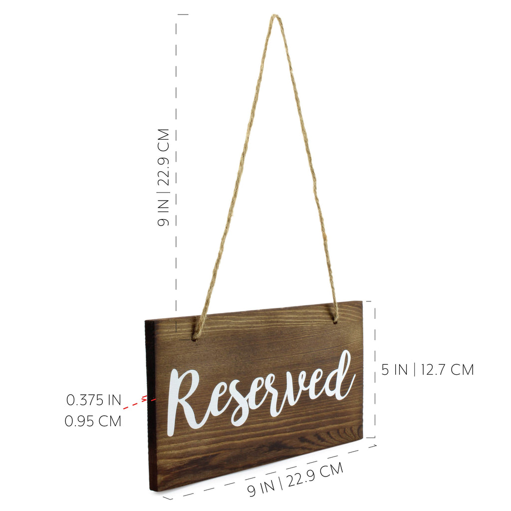 Hanging Wooden Reserved Signs (Brown, Case of 90) - SH_1612_CASE