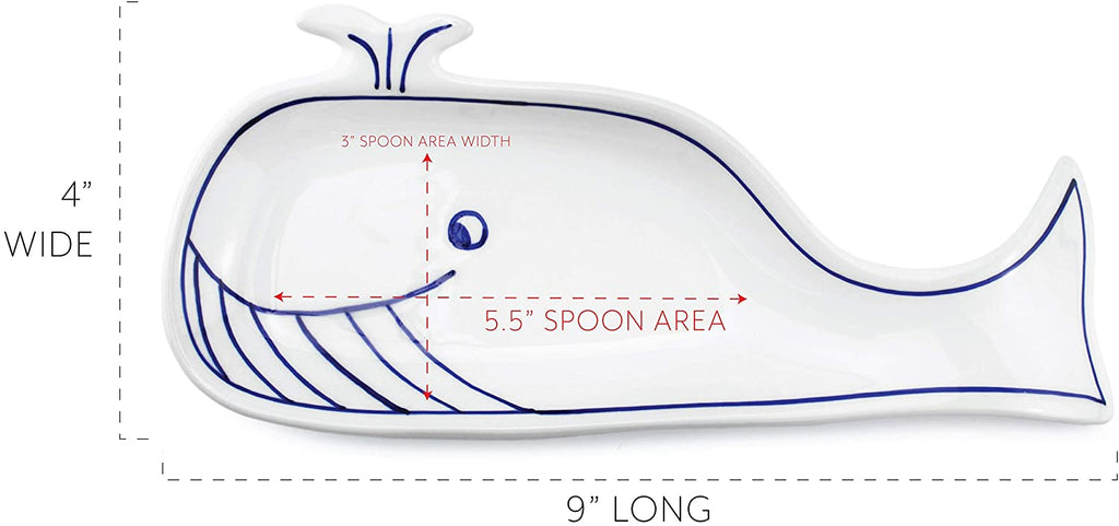 Whale Spoon Rest; Blue and White Ceramic (Case of 60) - 60X_SH_1631_CASE