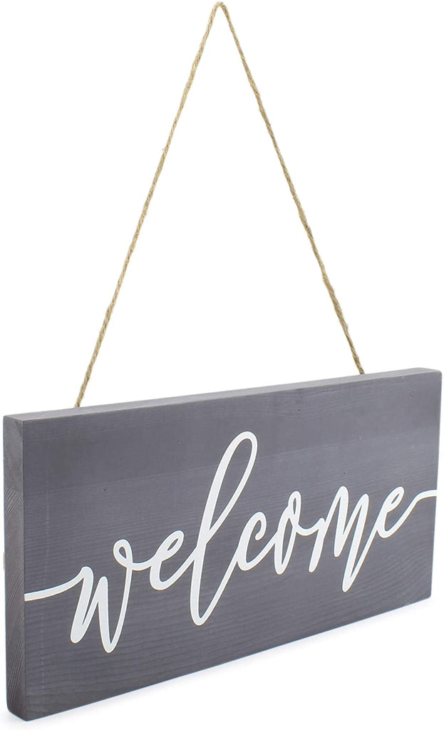 AuldHome Farmhouse Wooden Welcome Sign (Gray, Case of 30) - SH_1621_CASE