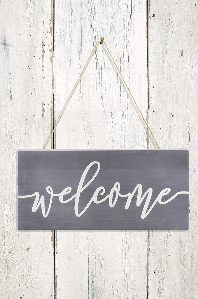 AuldHome Farmhouse Wooden Welcome Sign (Gray, Case of 30) - SH_1621_CASE