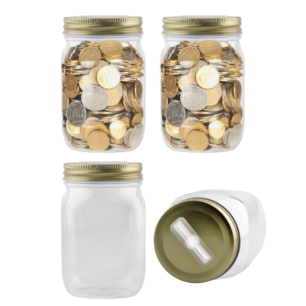 Small Coin Bank Jars (4-Pack, Clear) - CBKit017