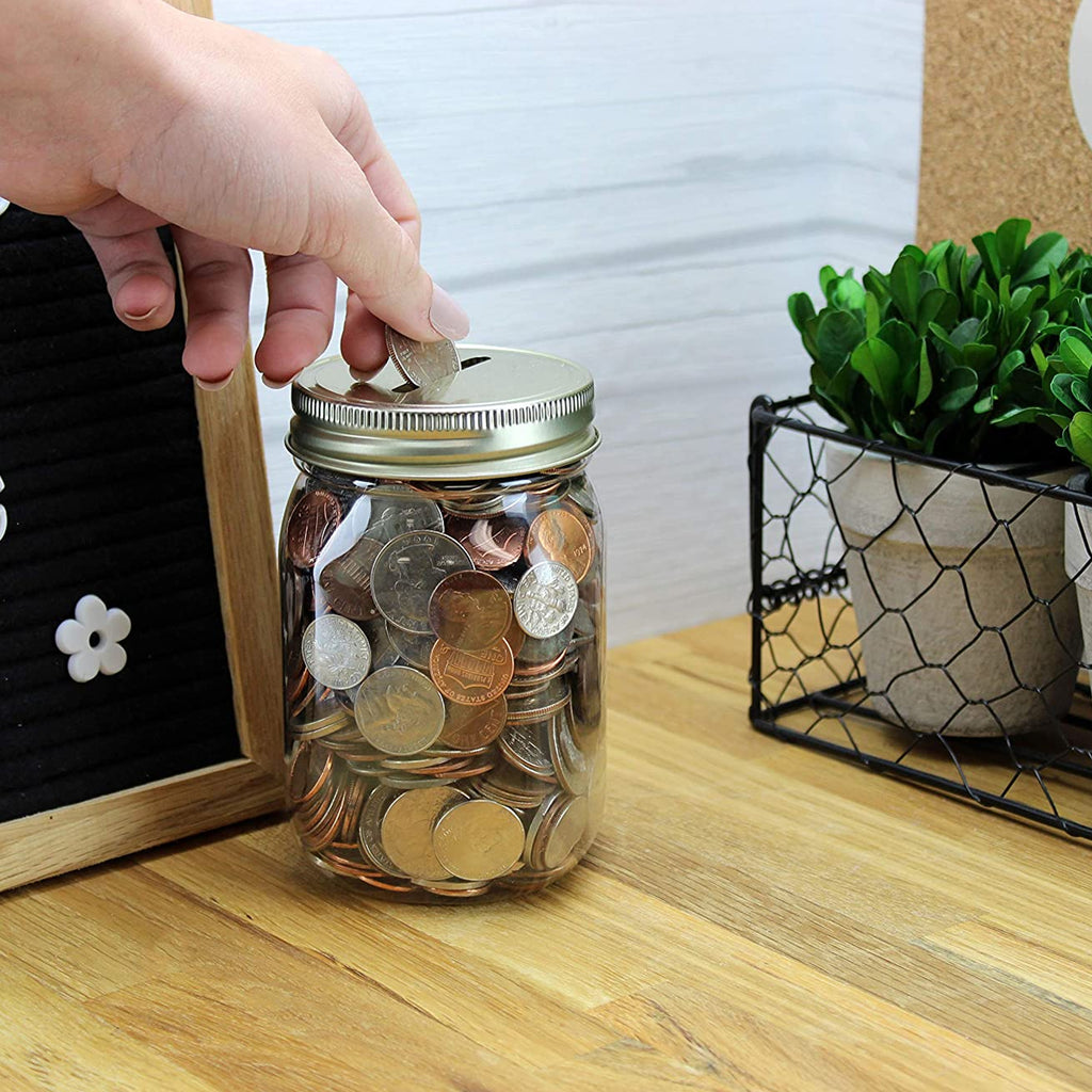 Small Coin Bank Jars (4-Pack, Clear) - CBKit017