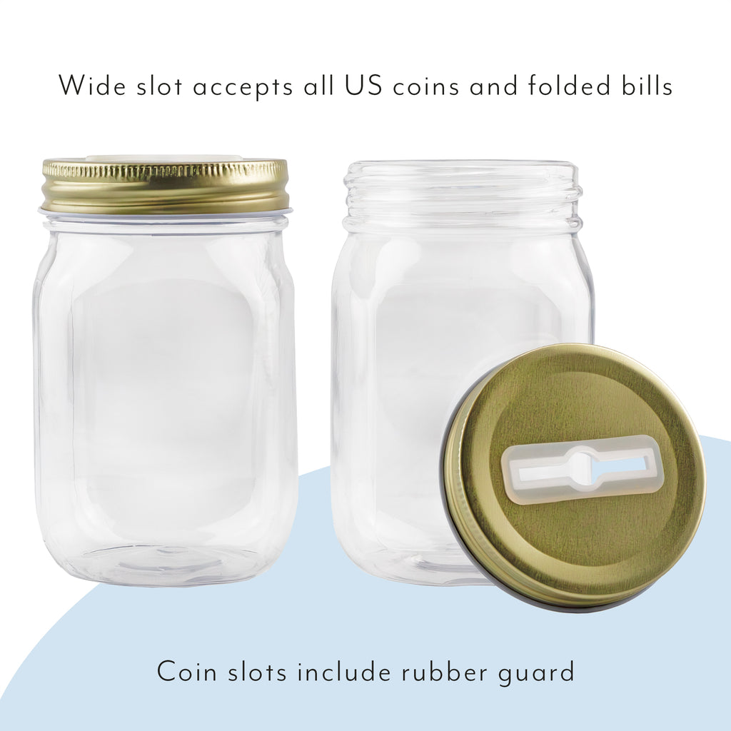 Small Coin Bank Jars (4-Pack, Clear) - CBKit017