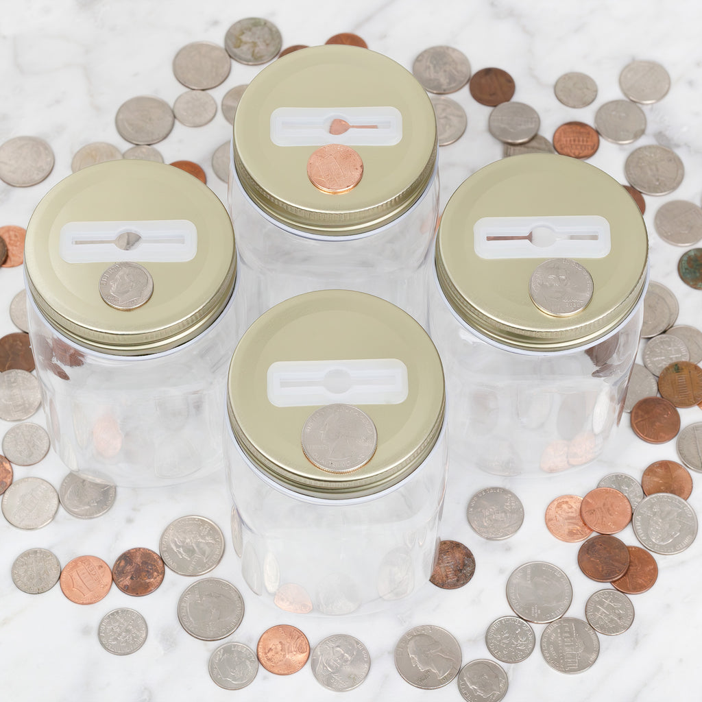 Small Coin Bank Jars (4-Pack, Clear) - CBKit017