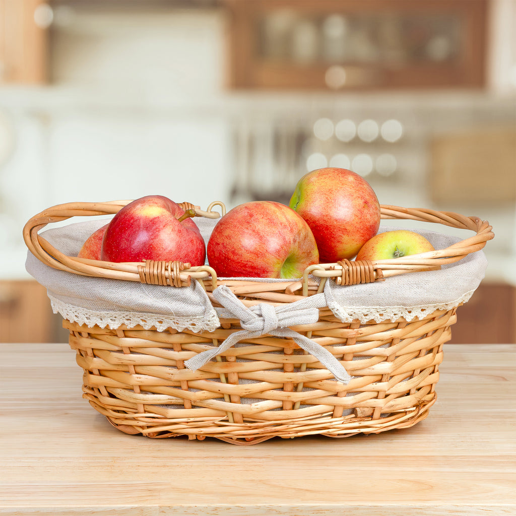 Wicker Basket with Handles with Cloth Lining - Wickerbask