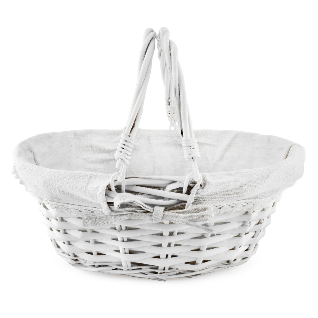 Wicker Basket with Handles (White-Painted) - sh1645cb0w