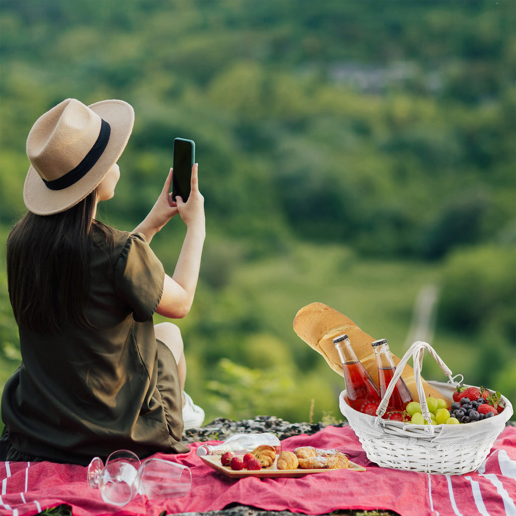 Wicker Basket with Handles (White-Painted) - sh1645cb0w
