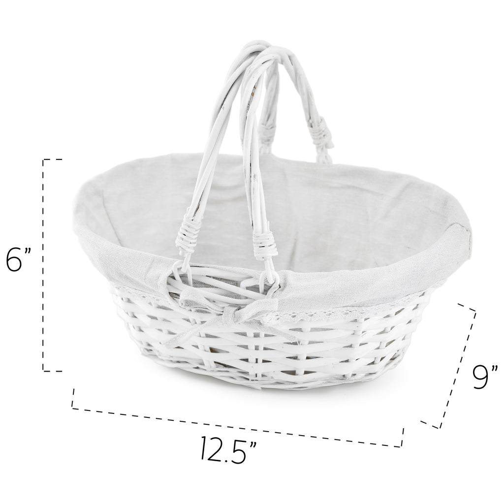 Wicker Basket with Handles (White-Painted) - sh1645cb0w