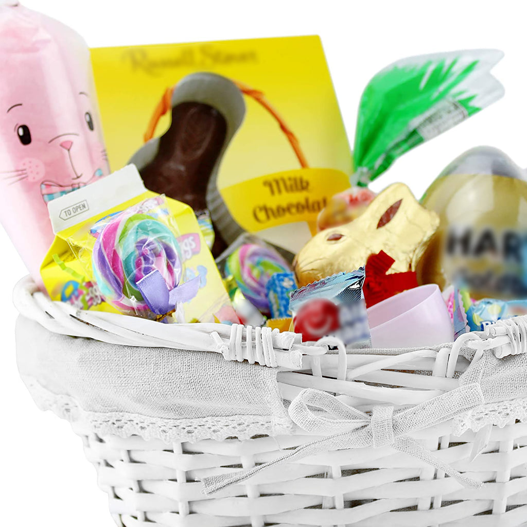 Wicker Basket with Handles (White-Painted) - sh1645cb0w