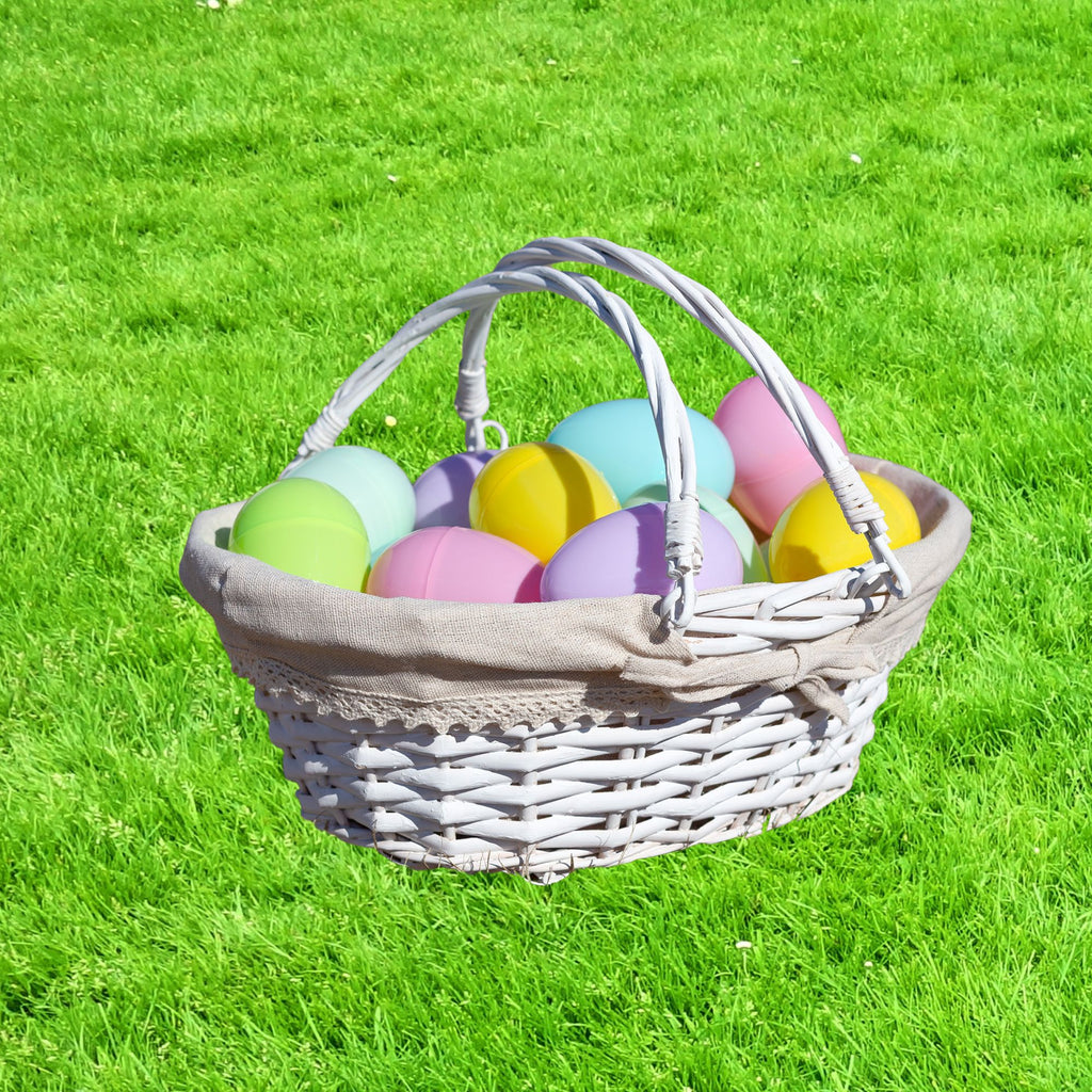 Wicker Basket with Handles (White-Painted) - sh1645cb0w