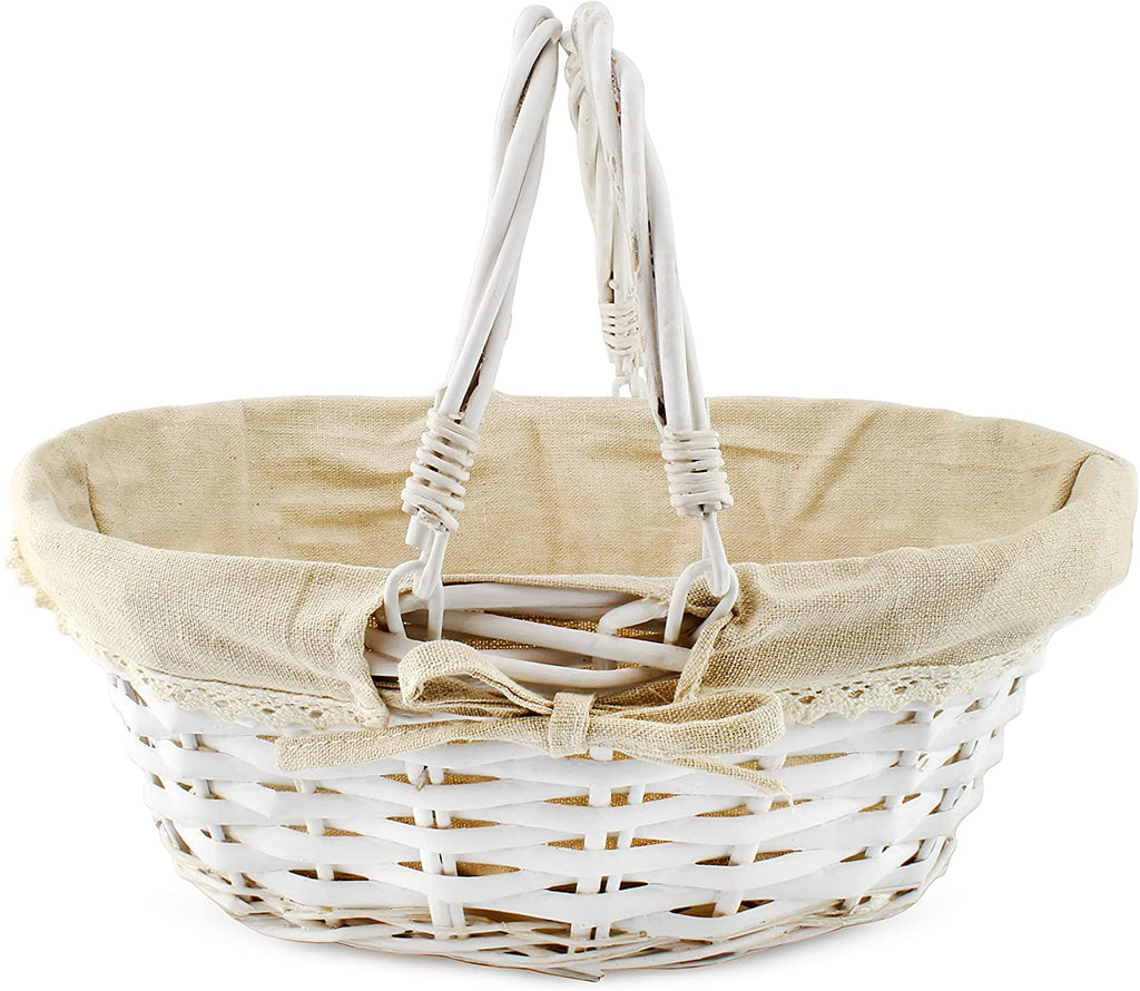 Wicker Basket with Handles (White-Painted, Case of 20) - 20X_SH_1645_CASE