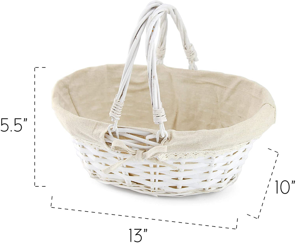 Wicker Basket with Handles (White-Painted, Case of 20) - 20X_SH_1645_CASE