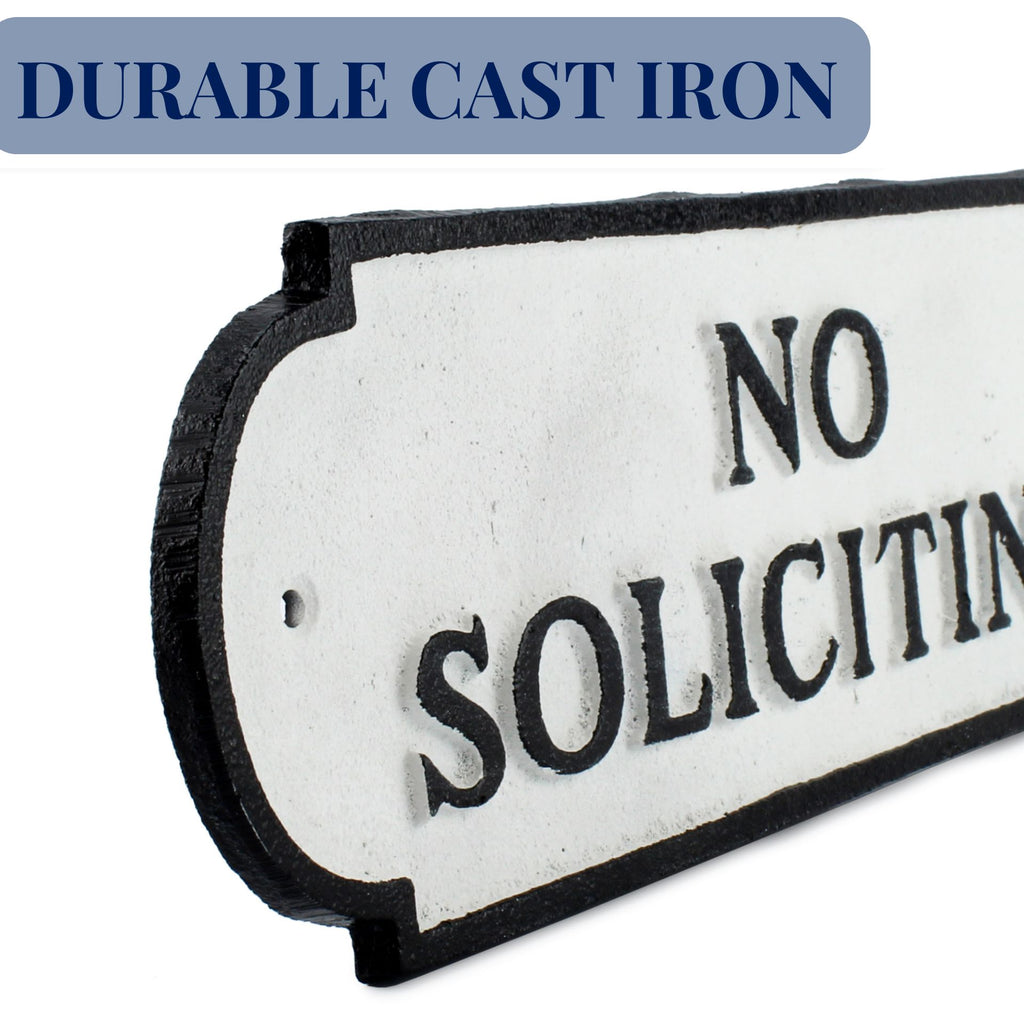 Cast Iron No Soliciting Sign; Rustic Farmhouse Metal Plaque - sh1633ah1Solic