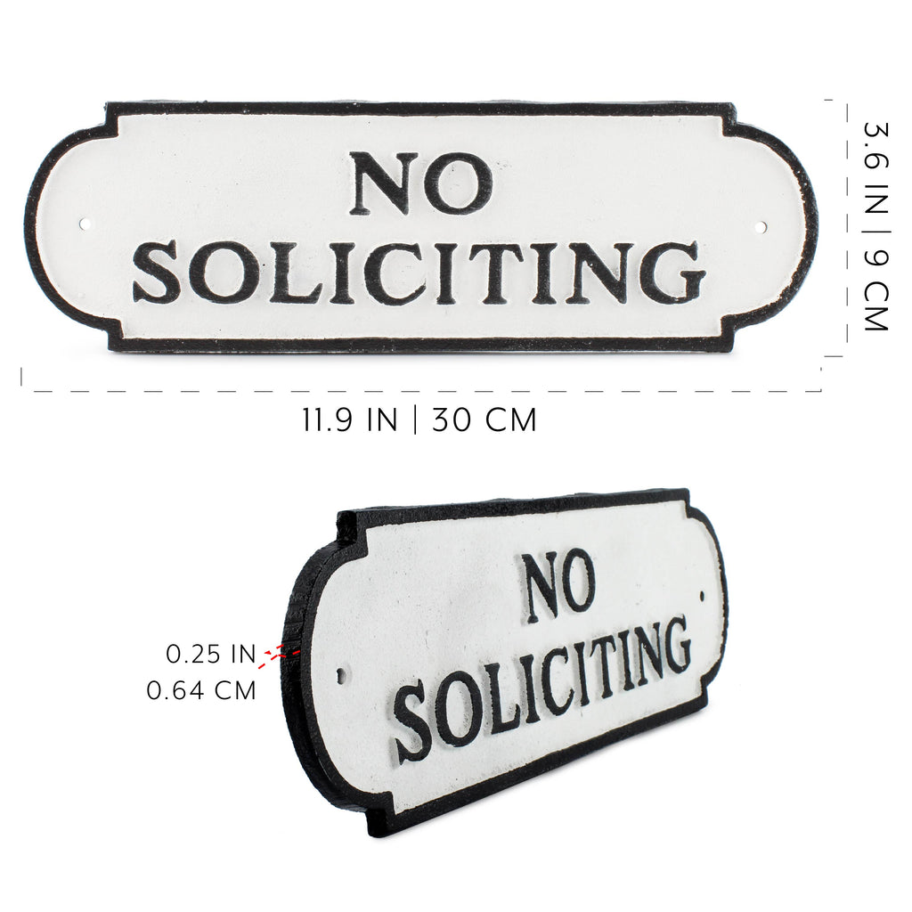 Cast Iron No Soliciting Sign; Rustic Farmhouse Metal Plaque - sh1633ah1Solic