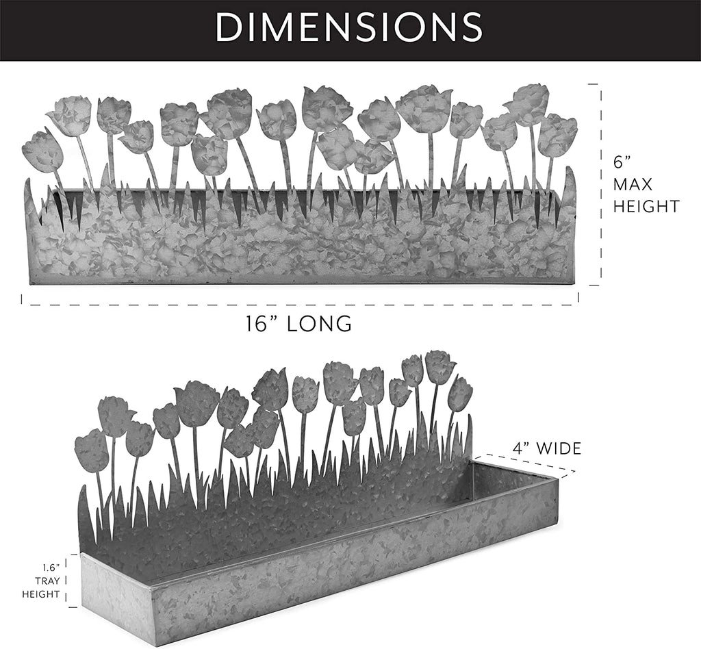 Spring Summer Galvanized Tray, Tulips Flowers - sh1672ah1TRAY