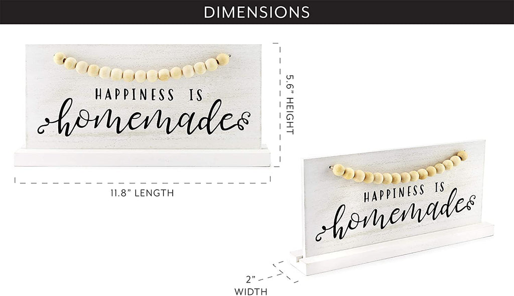 Wood Beaded Sign, Happiness is Homemade, Table/Shelf Freestanding Rustic Farmhouse Sign - sh1663ah1Happy