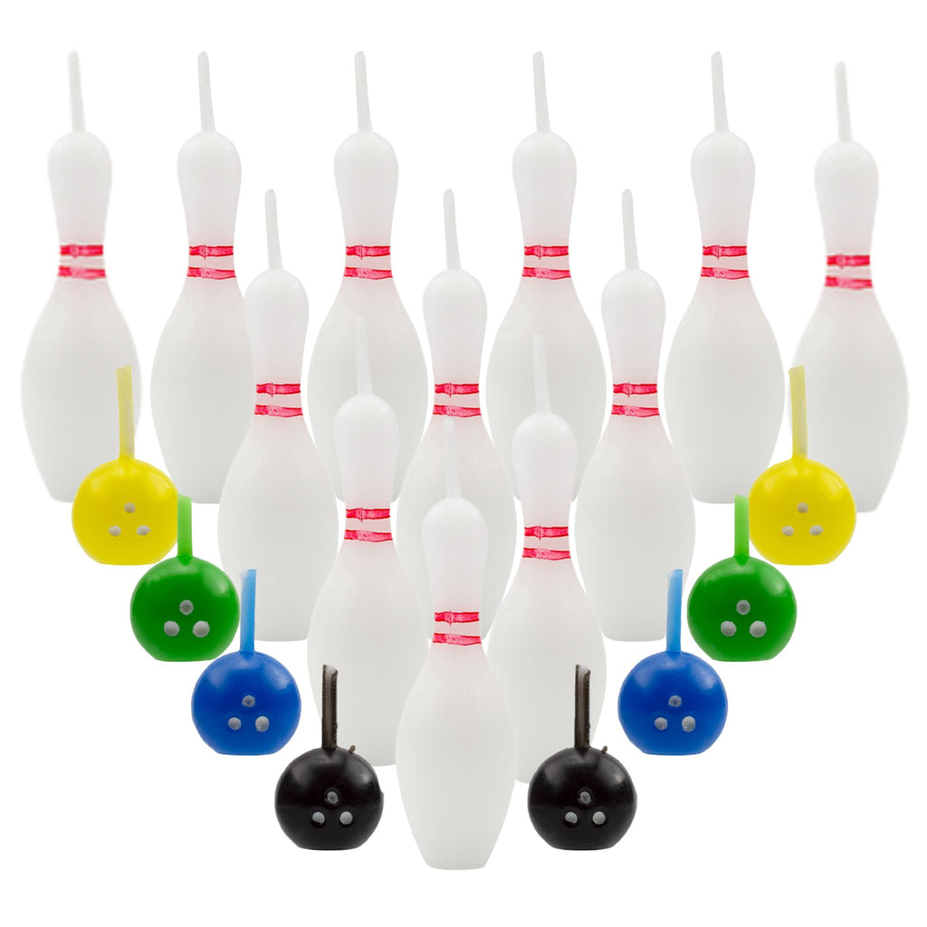 Bowling Cake Candle Set (20-Piece Pins and Balls Birthday Candle Set) - sh1702cb0Bwlg