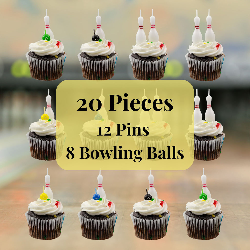 Bowling Cake Candle Set (20-Piece Pins and Balls Birthday Candle Set) - sh1702cb0Bwlg