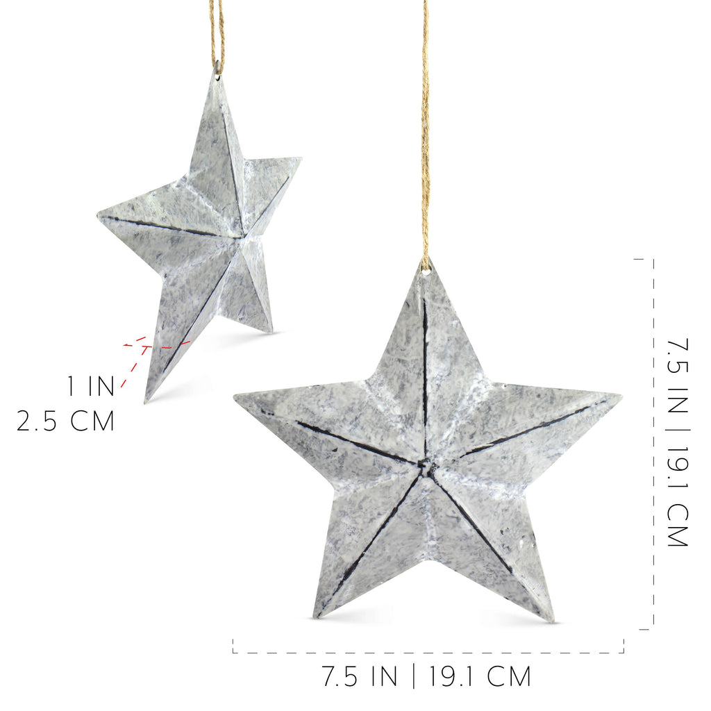 Rustic Galvanized Star Ornaments (7.5 Inch, Case of 8 Sets) - 8X_SH_1677_CASE