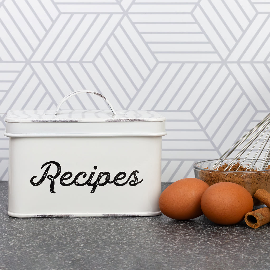 Rustic White Enamelware Recipe Box - sh1698ah1rmd