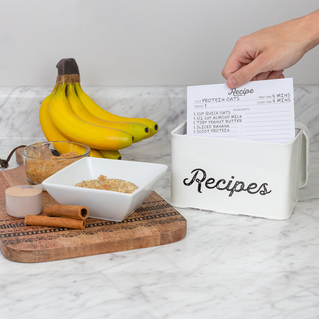 Rustic White Enamelware Recipe Box - sh1698ah1rmd