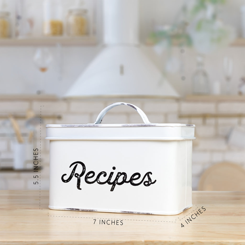 Rustic White Enamelware Recipe Box - sh1698ah1rmd