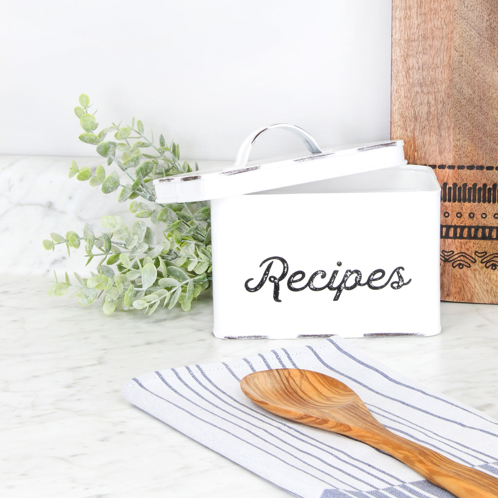 Farmhouse Enamelware Recipe Box - VarRecipeBox