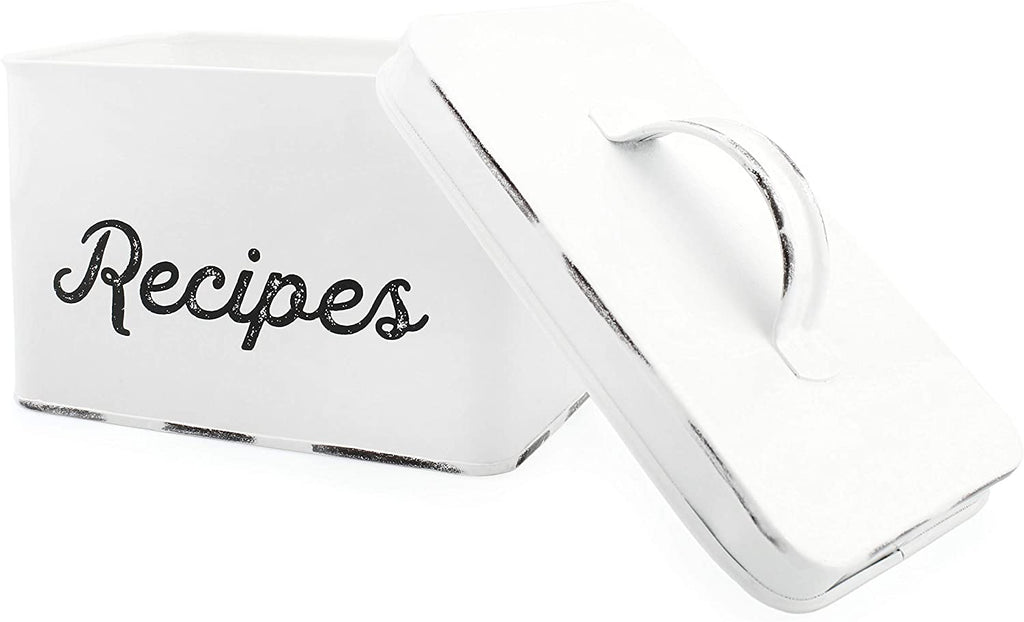 White Enamelware Recipe Box - sh1698ah1rmd