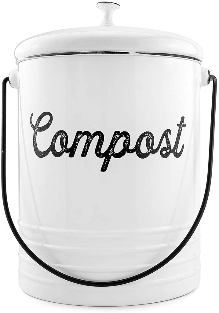 White Enamelware Compost Bin (Case of 8) - 8X_NEWSH_1365_CASE