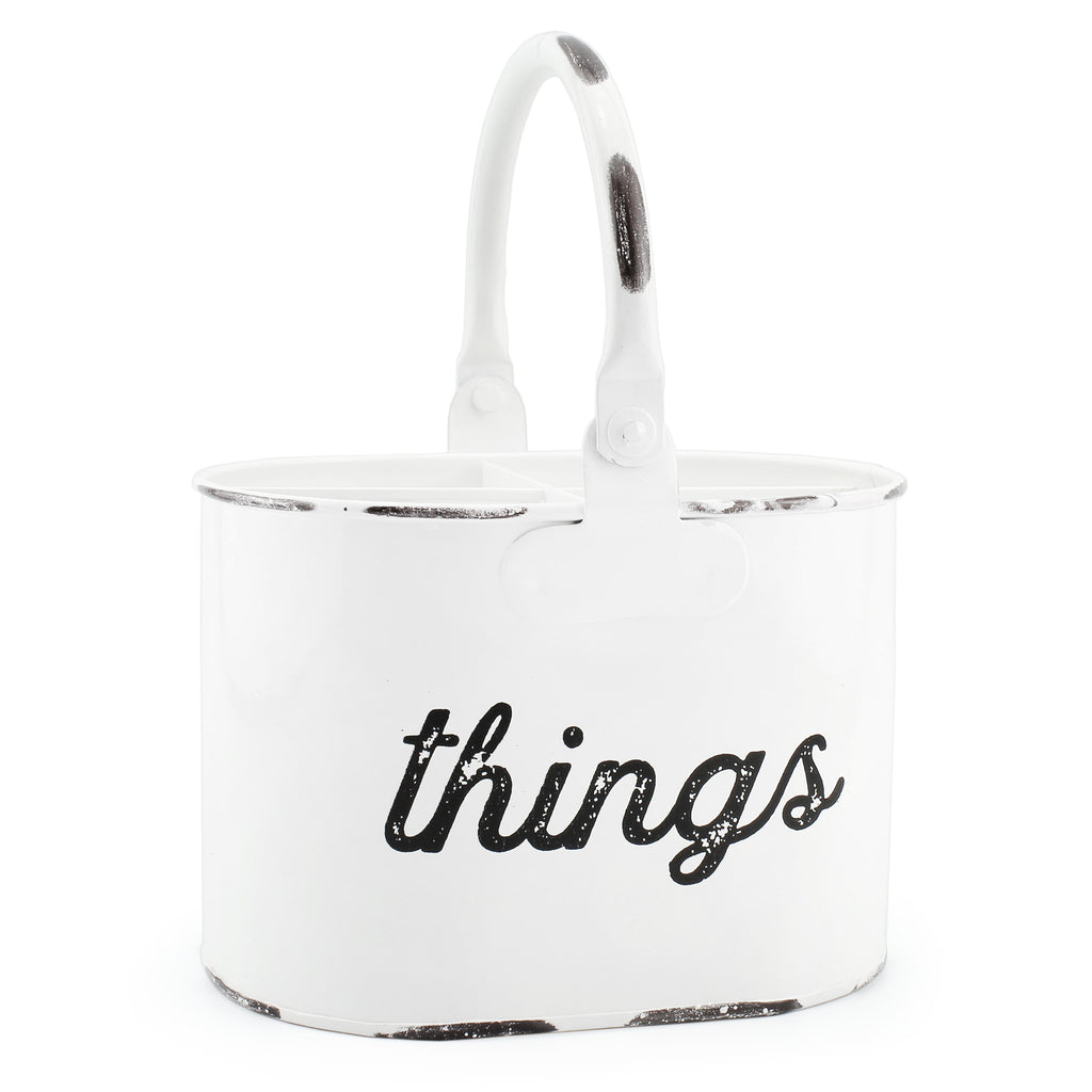Rustic White Enamelware Things Caddy (Case of 24) - 24X_SH_1604_CASE
