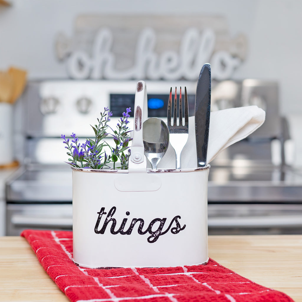 Rustic White Enamelware Things Caddy - sh1604ah1rmd