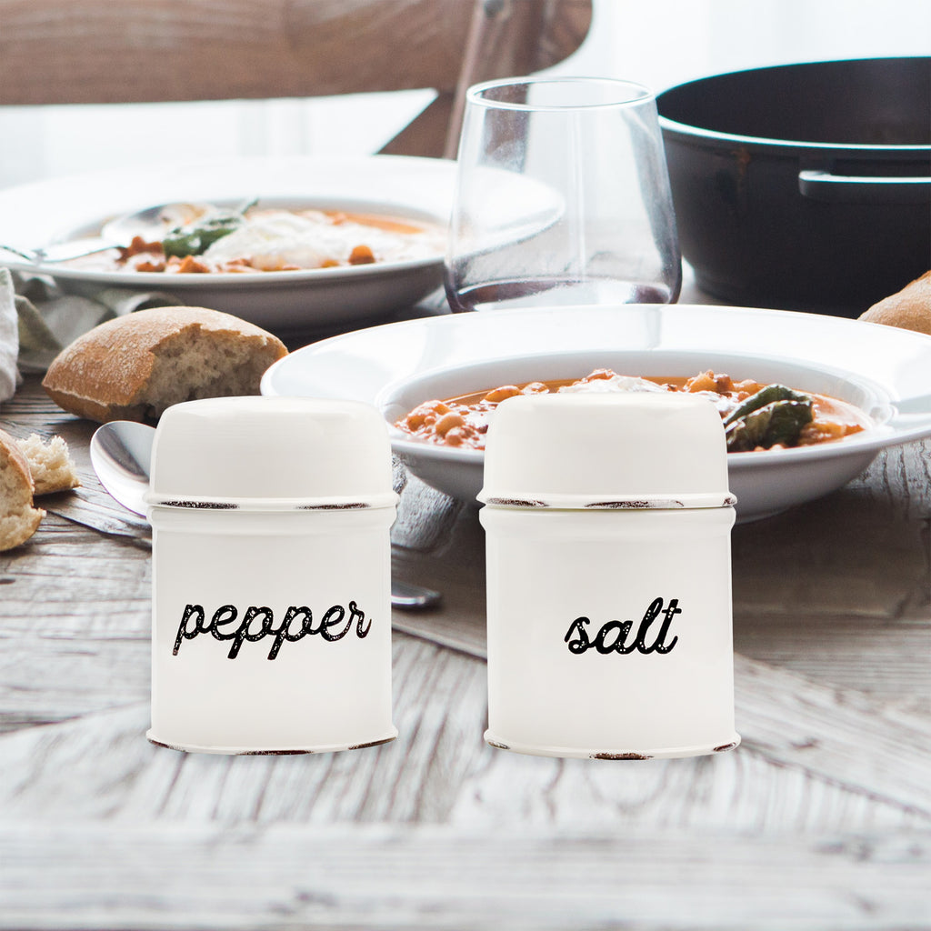 Farmhouse Salt and Pepper Shaker Set (White) - sh1609ah1SALT