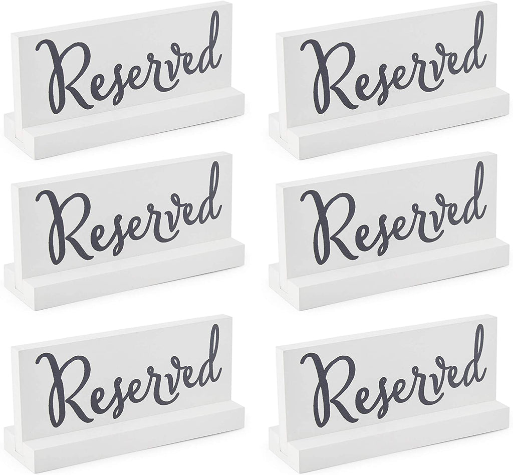 Wooden Reserved Signs for Tables (6-Pack, White) - sh1728dar0Res