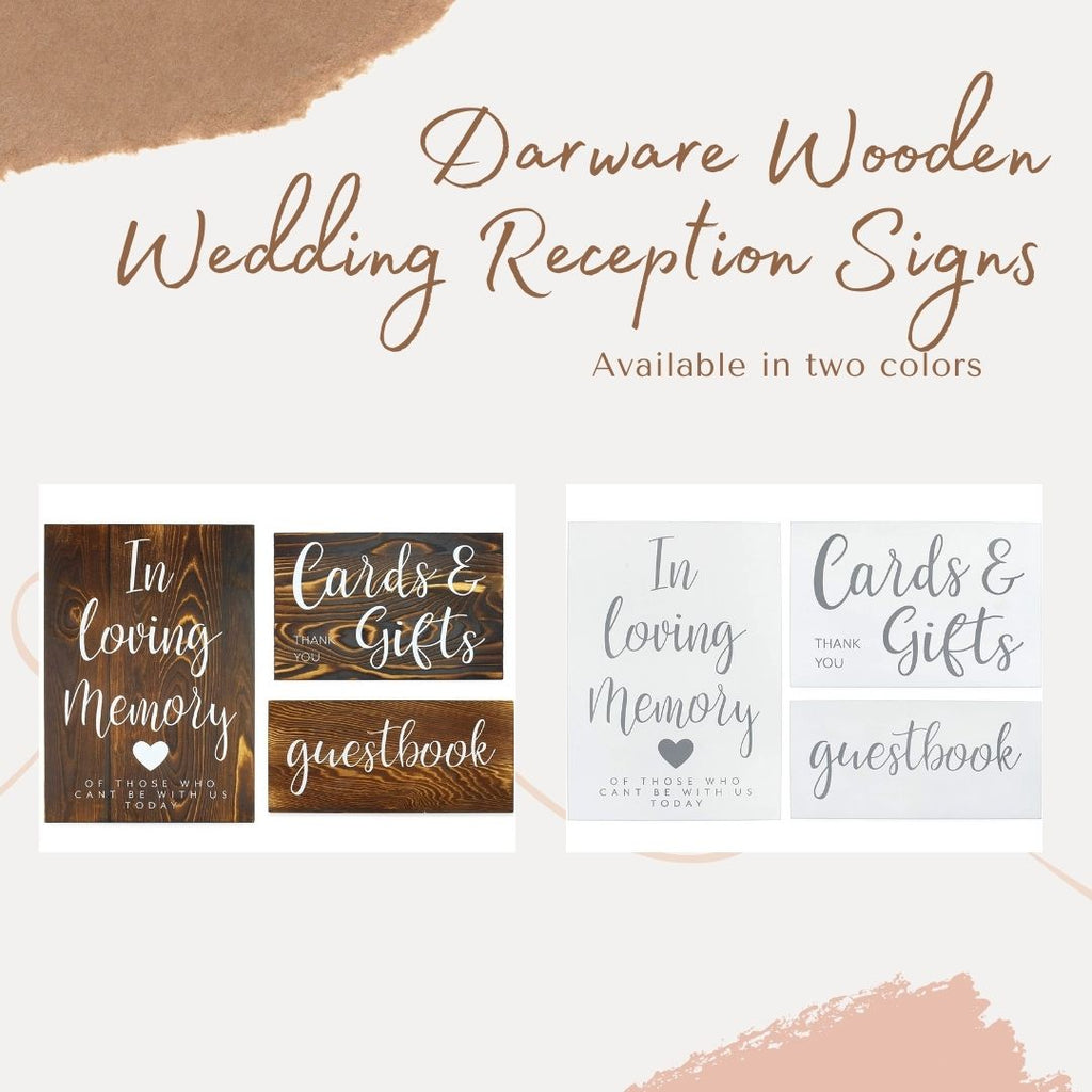 Wooden Wedding Reception Signs (Brown, Case of 16 Sets) - SH_1637_CASE