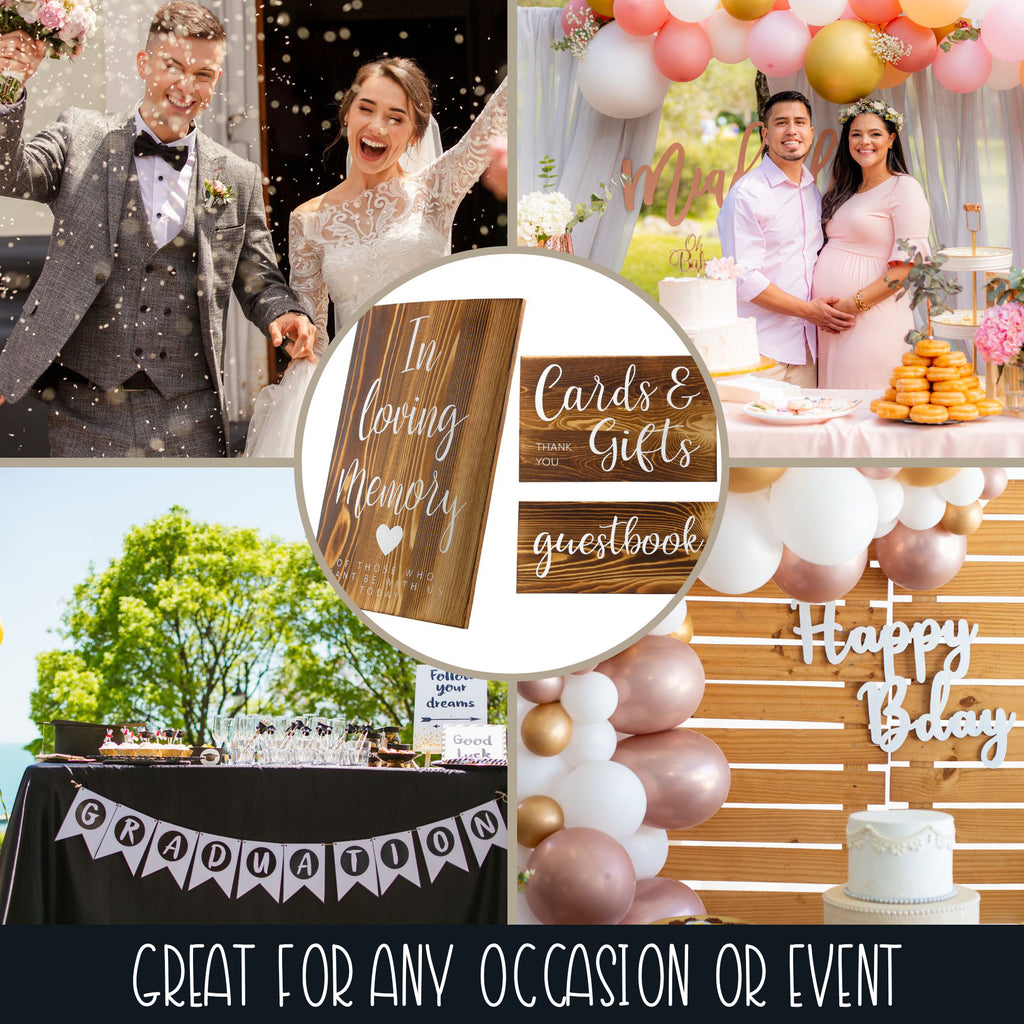 Wooden Wedding Reception Signs (Set of 3, Brown) - sh1637dar0mnw